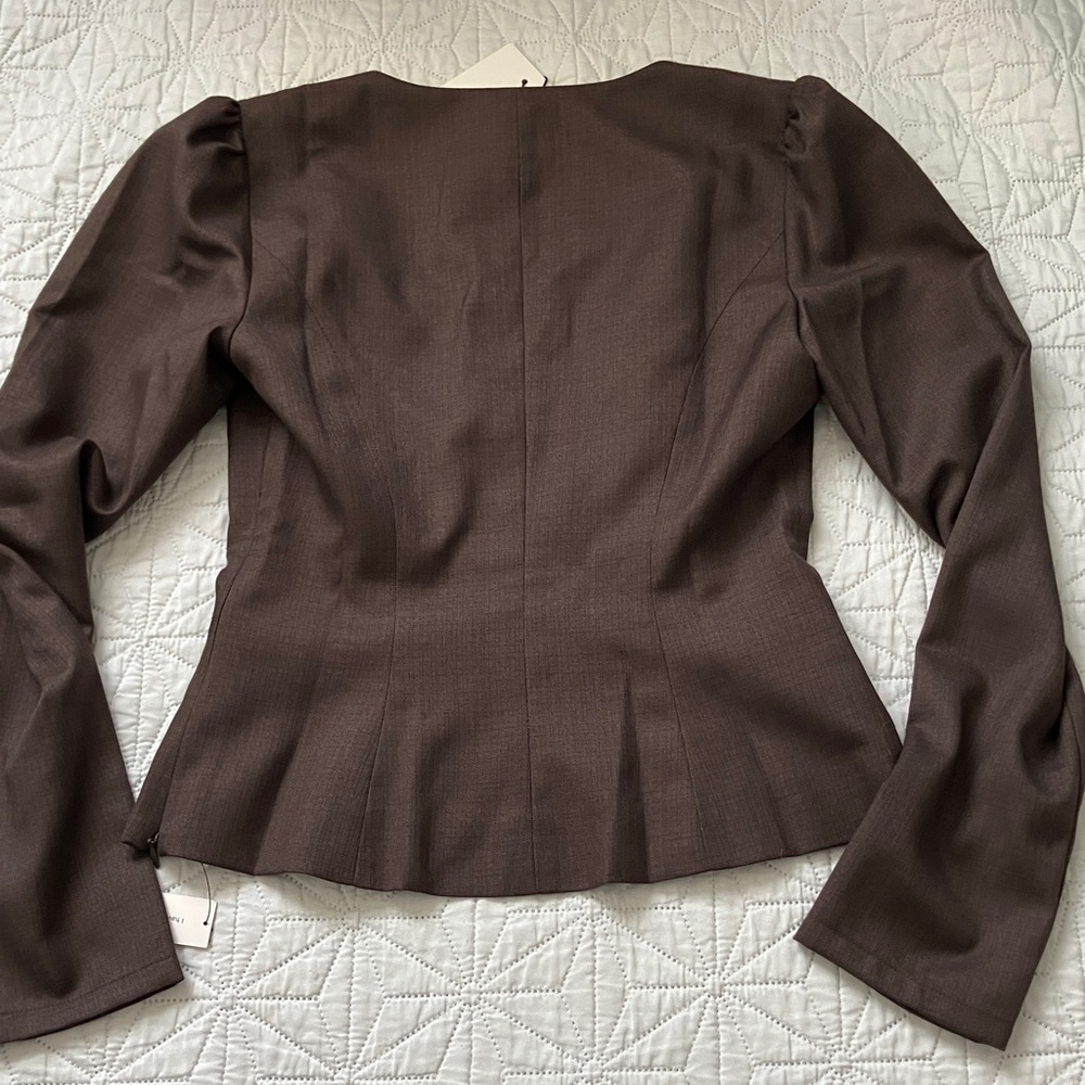 Reformation Brown Fitted Button-Up Scoop Neck Blouse - Picture 9 of 11